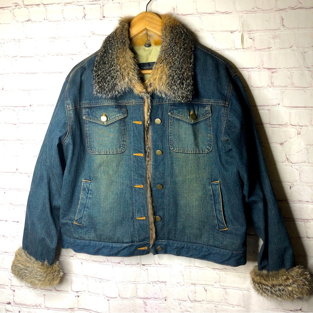 Damselle New York jean jacket with fur lining